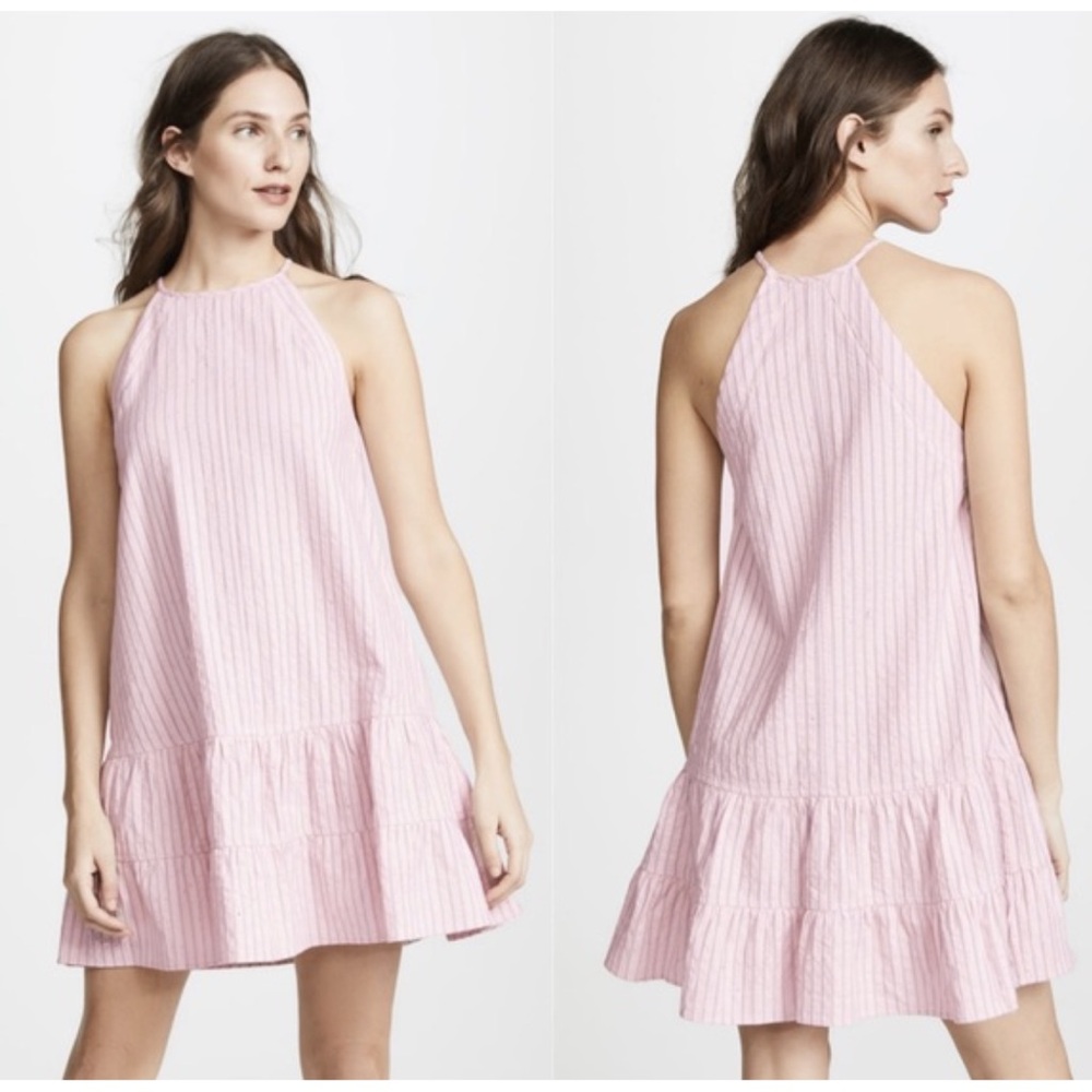Rebecca Taylor‎ Cotton Pink Striped Halter Dress - Size 6